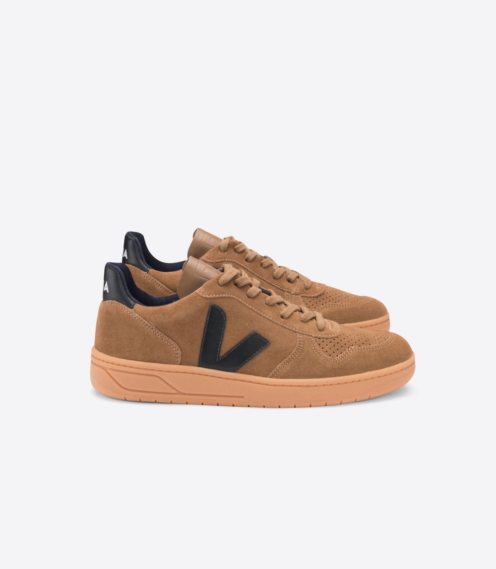 Tenis Veja Hombre - V-10 Suede - Marrom/Negros - 805OZVBTM